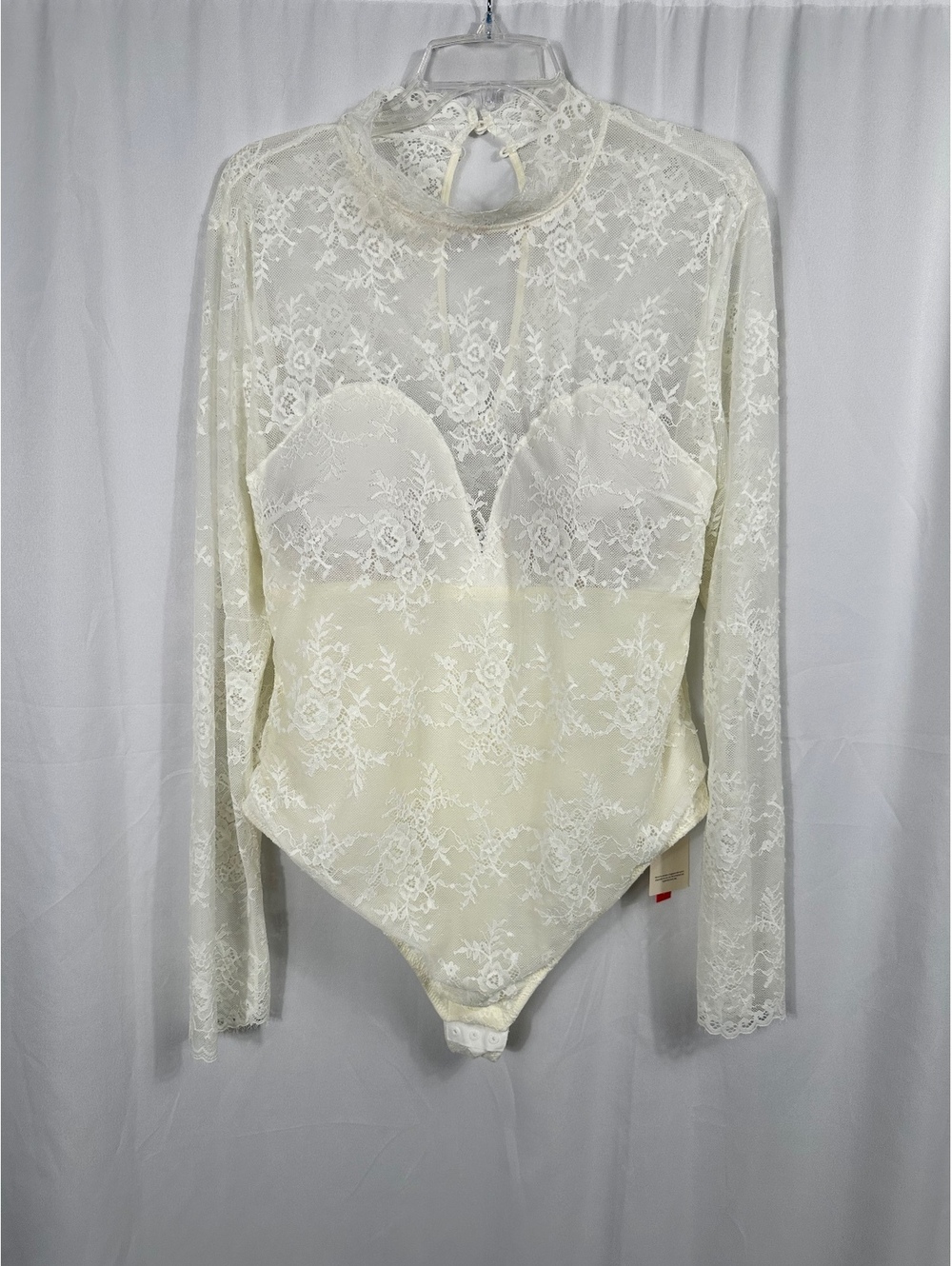 Popilush Women's Ivory Lace Long Sleeve Bodysuit Size 3XL